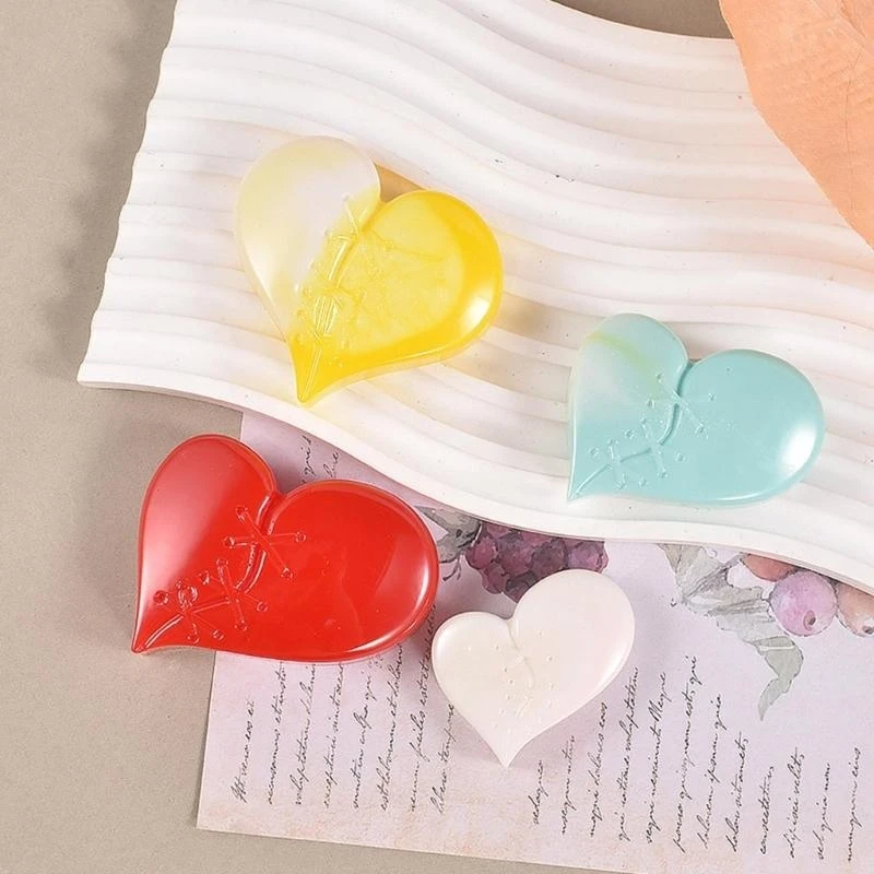 72XE Shiny Glossy Silicone Resin Molds Sewing Heart Keychain Mold DIY Pendant Ornaments Jewelry Epoxy Resin Crafting Molds