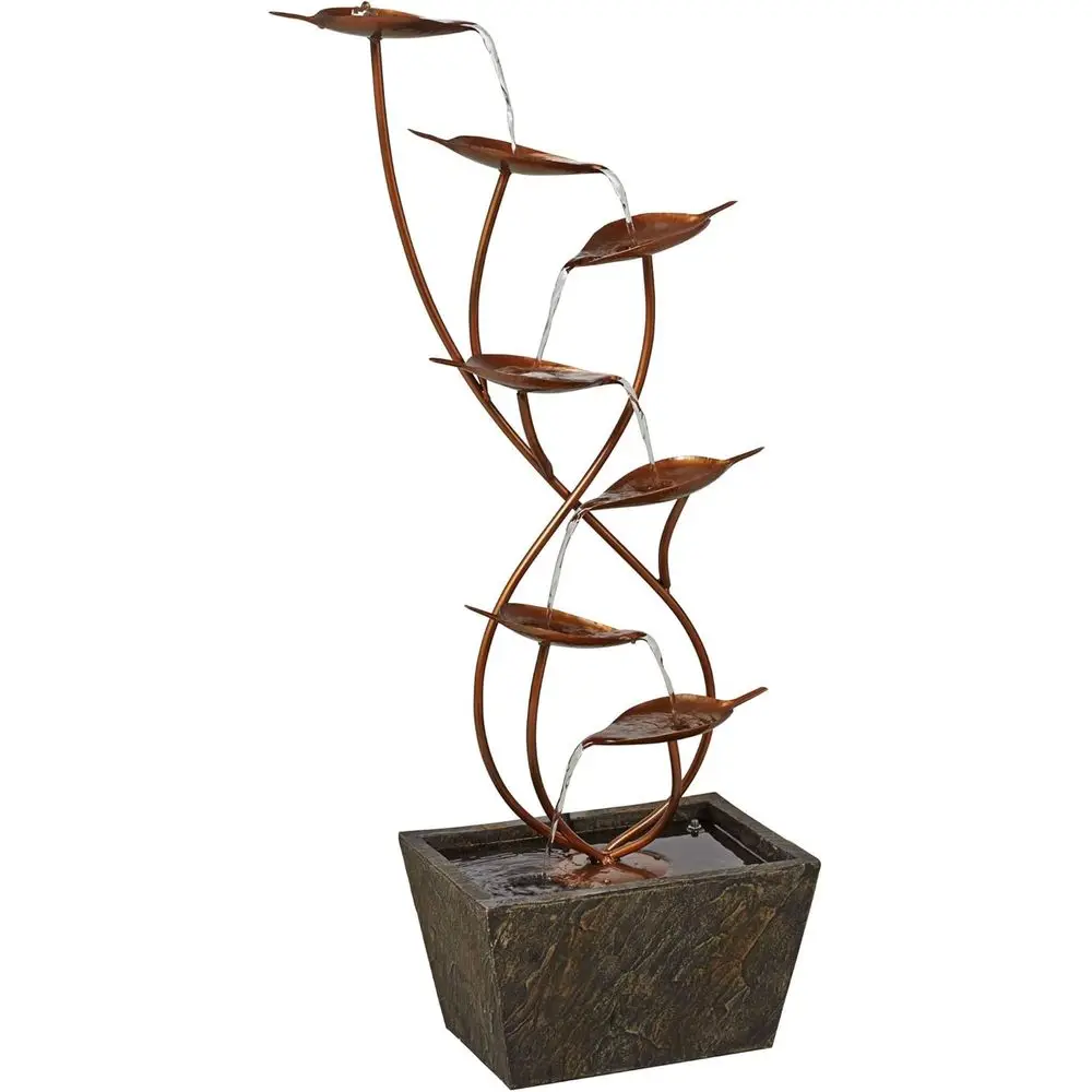 

Напольный многоярусный водопад с изогнутыми листьями, 41 см, большой, для помещений и улицы, в стиле коттедж, из медной смолы, с эффектом горного ручья