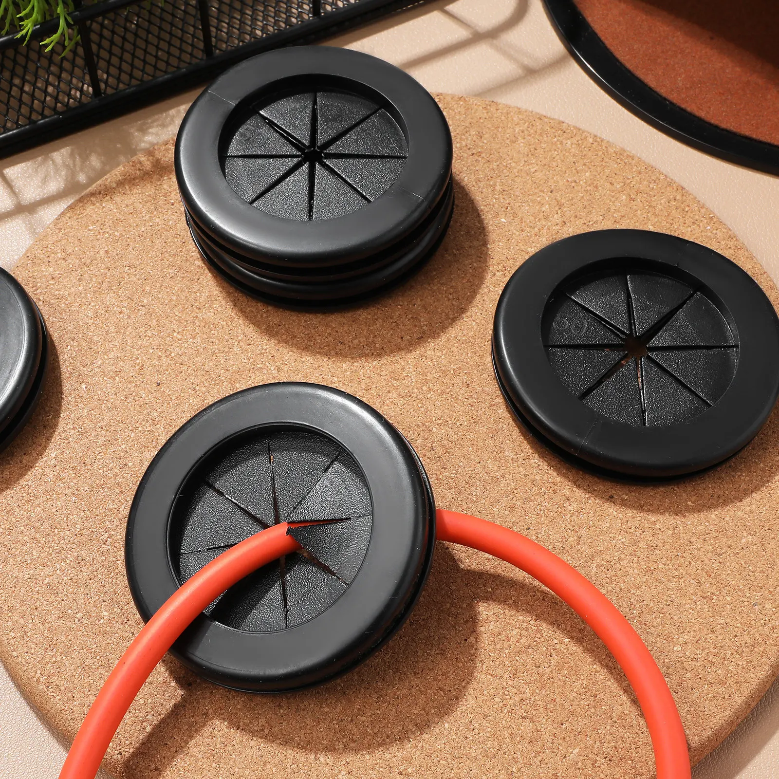 6Pcs Power Cord Grommet Desk Grommet Cord Cover Dual-Sided Wire Organizer Hole Cover Set Compact Portable for Countertop Table