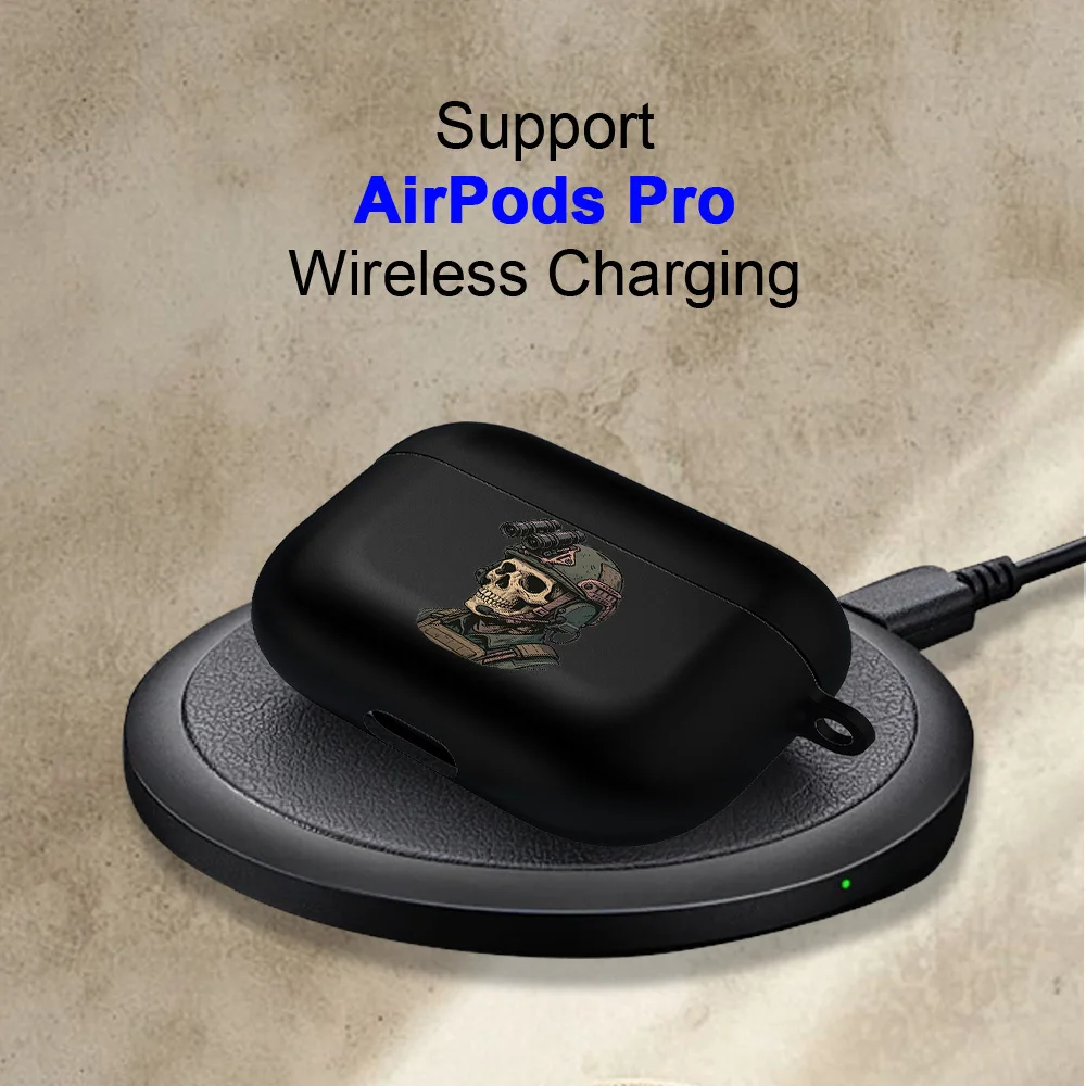 Skeleton warrior pattern black earphone case, scratch-resistant and durable, suitable for AirPods 2 3 4 Pro 2 3