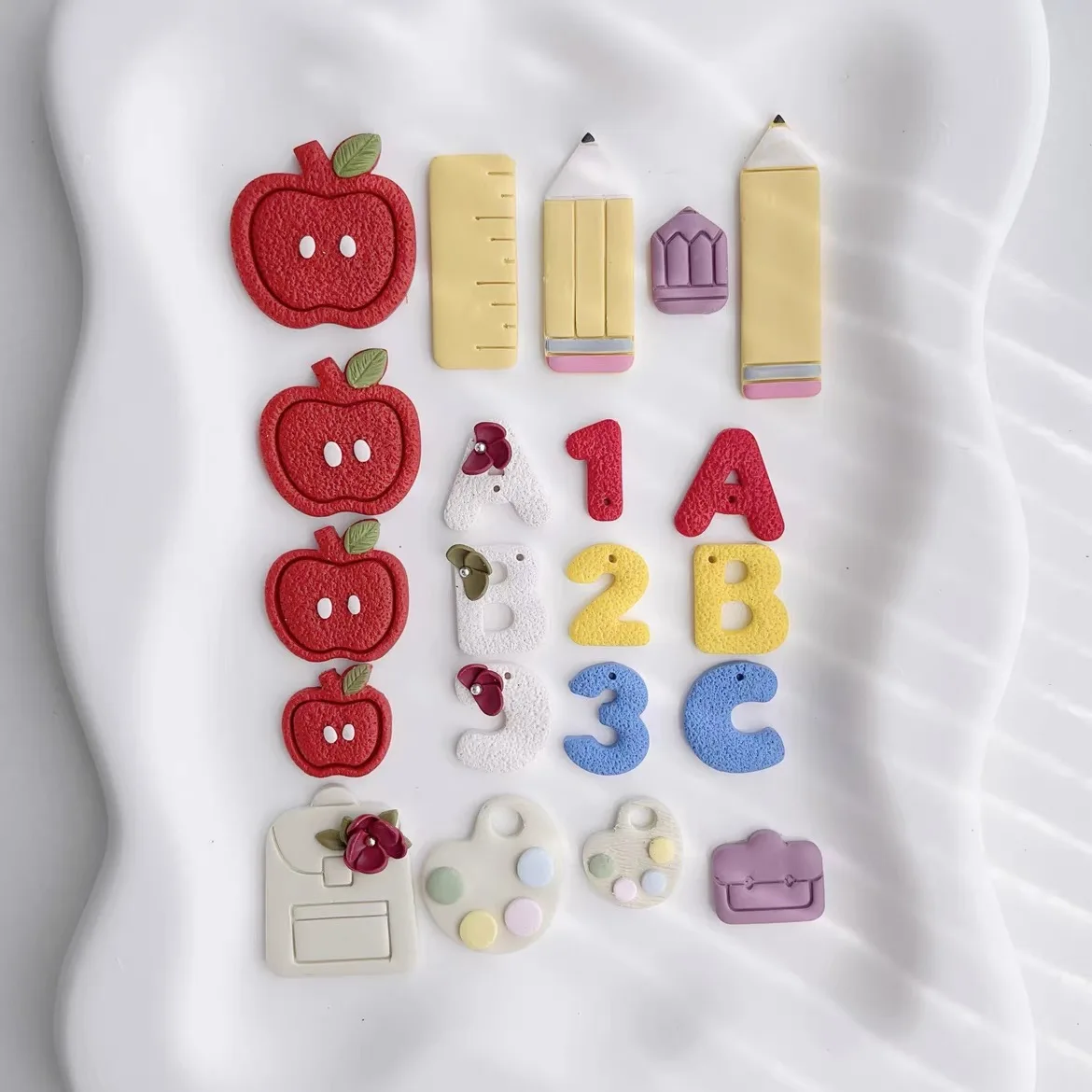 Back to School Stud Polymer Clay Cutters Set apple Clay Earring Cutters Teacher Cutters Embossing Clay Cutter Cute Cutter