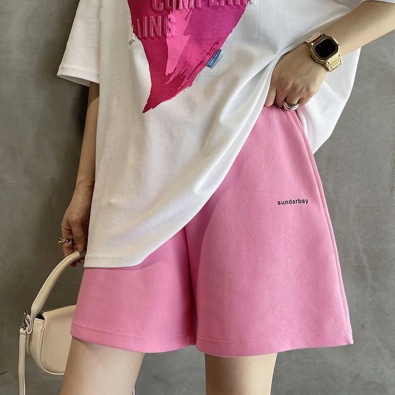 Nuevo traje deportivo informal holgado para mujer, pantalones cortos finos, sueltos y versátiles de manga corta, conjunto de dos piezas a la moda, Tops de moda