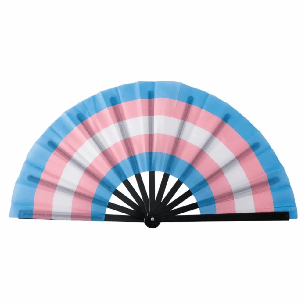 Abanicos de Mano Plegables de Plástico Coloridos de Moda, Abanico de Kung Fu de 33 cm, Abanicos Plegables con Patrón de Arcoíris Colorido, Accesorio para Espectáculos