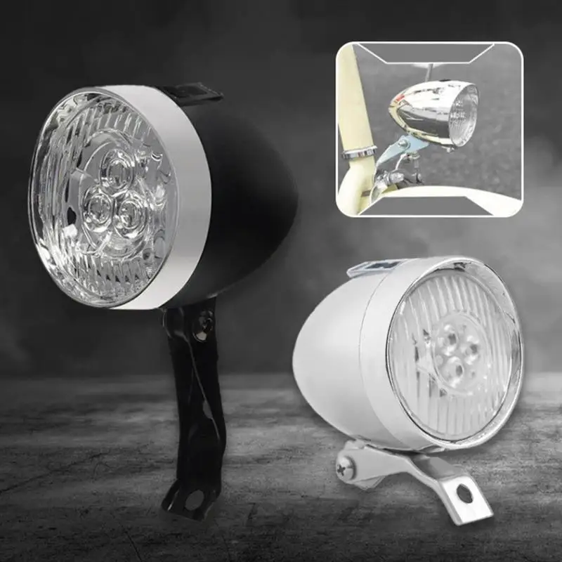 

Retro Bicycle Headlight 3 LED ABS Shell Classical Bike Light Vintage Led Lamp With Bracket Bike Front Headlight For Night Riding