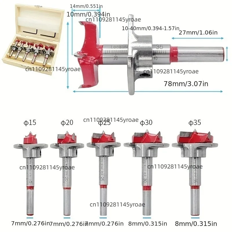 Woodworking 15‑35mm Adjustable Hinge Hole Expander Hard Alloy Flat‑Wing Drill With Wooden Box Hardware Component