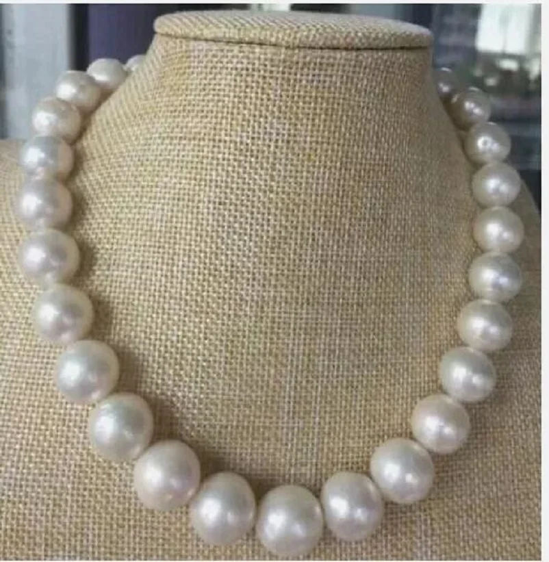 

Fashion Jewelry AAA10+11mm natural South Sea white circular pearl necklace 18inch 14k gold