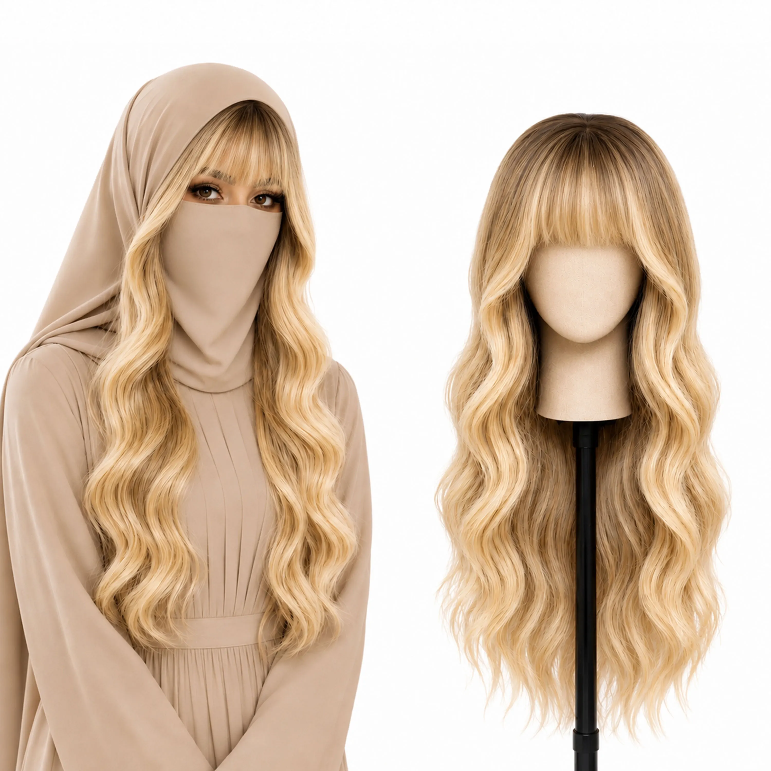 Women's Synthetic Long Lace Ombre Platinum Blonde Wavy Wig