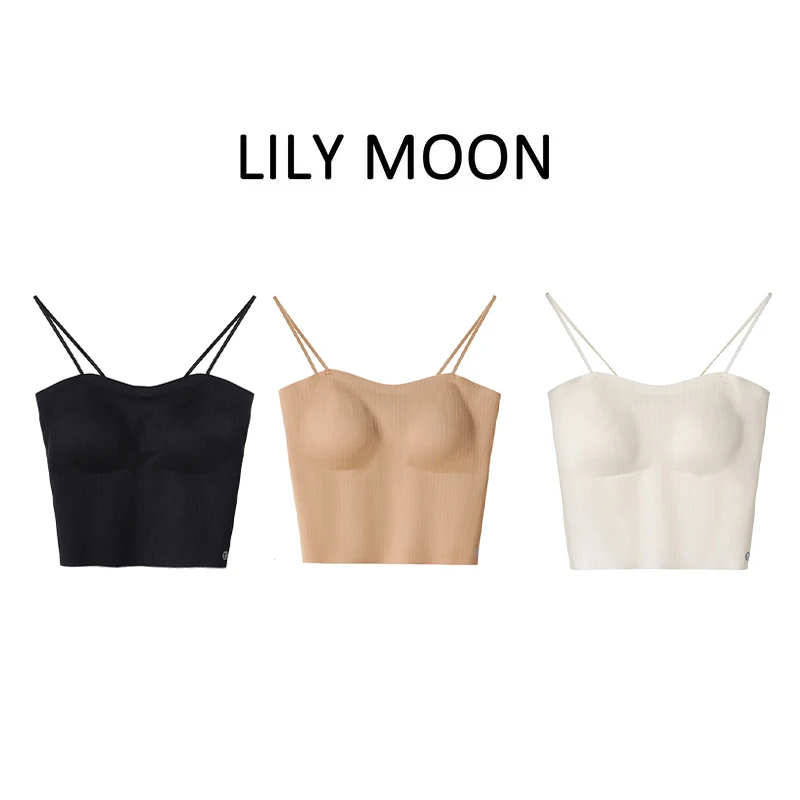 LILYMOON Summer Solid Color Inner Short Section Beauty Back Ice Silk Without Trace with Bra Pad Camisole Undershirt