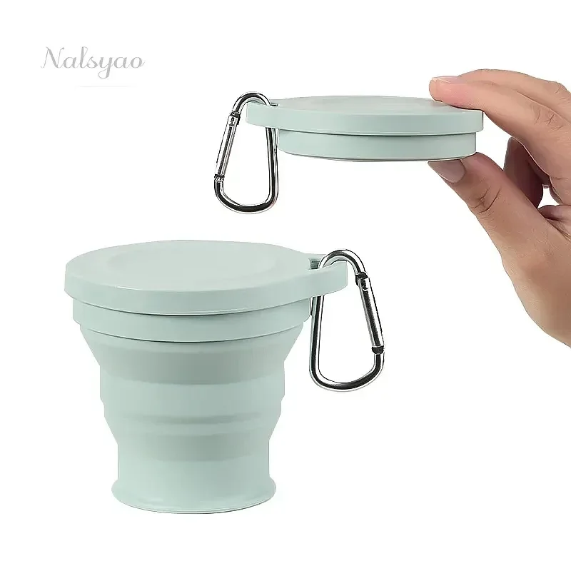 180ML Silicone Folding Cup Retractable Travel Mug Portable Outdoor Telescopic Drinking Cup with Lid for Coffee Tea