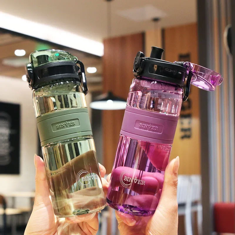 500ML Sport Water Cup Plastic Portable Water Container Couples Student Mug Tour Gym Outdoor Fitness Transparent Cup with Scale