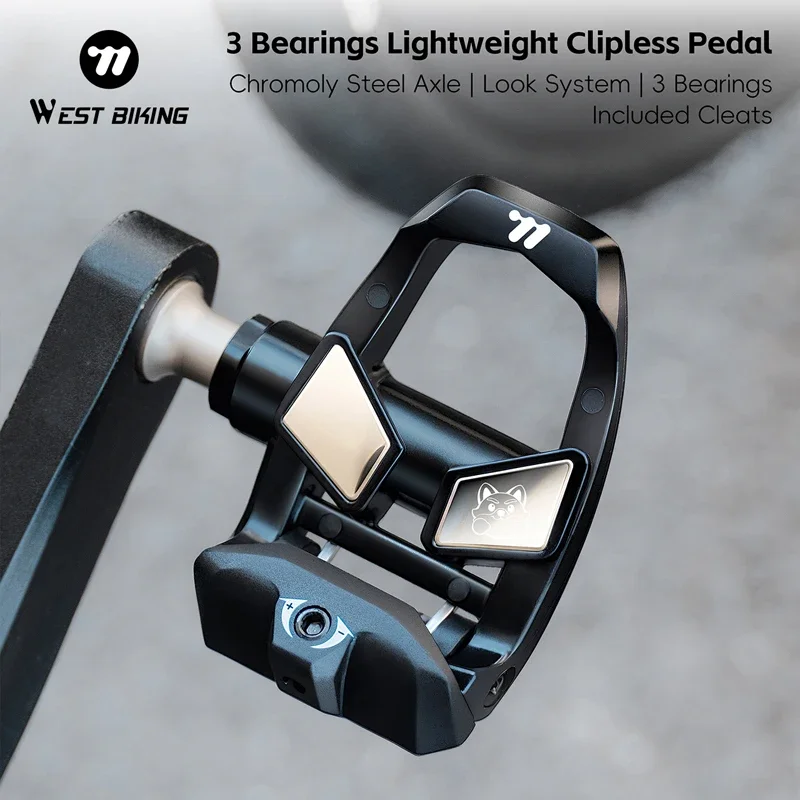 

WEST BIKING Road Bike Pedals Nylon Bicycle Locking Pedals Cycling Bearing Cleats Clipless Pedal Look System With Locking Plates