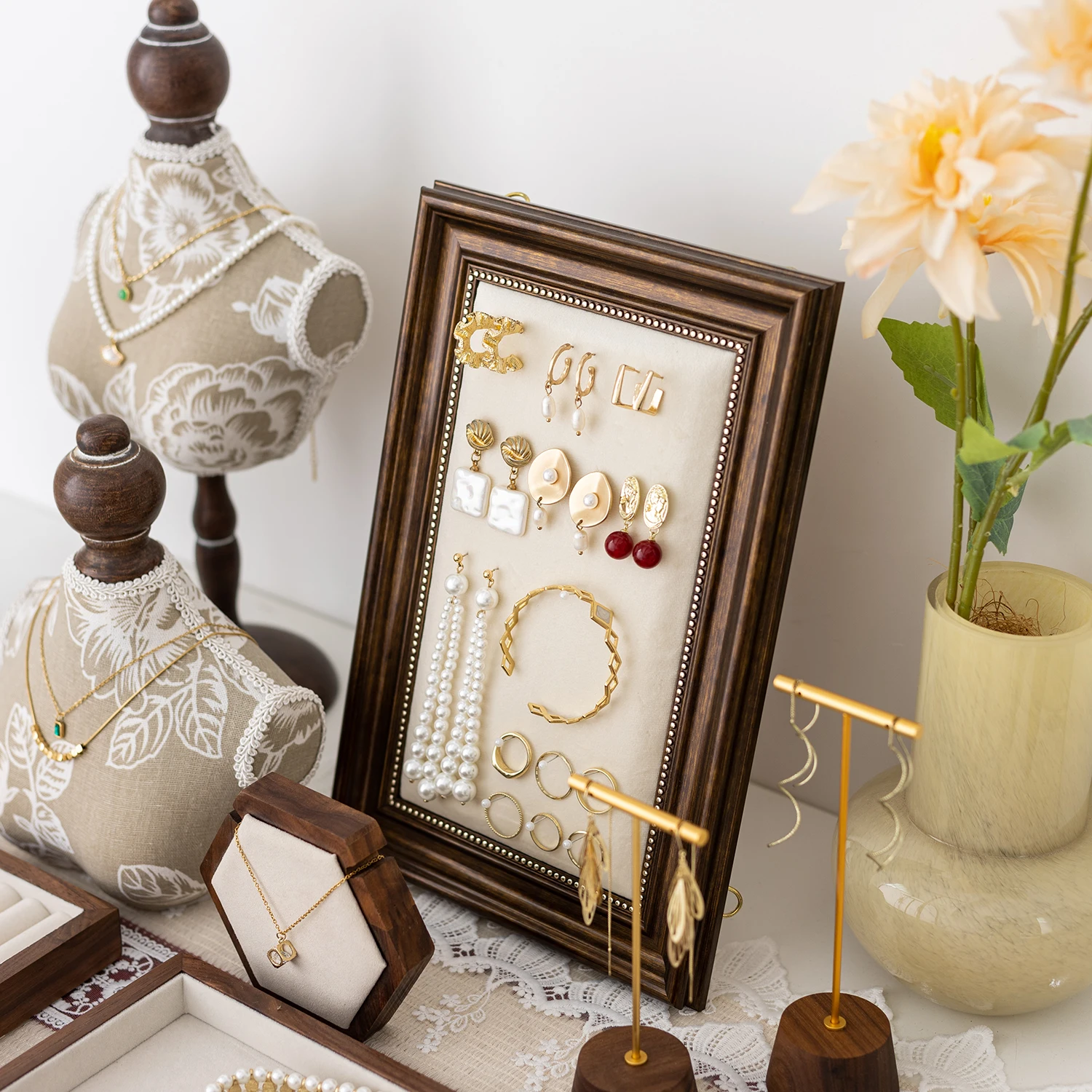 Jewelry Display Stand - Necklace Earring Holder Ring Tray for Home Retail Counter Showcase