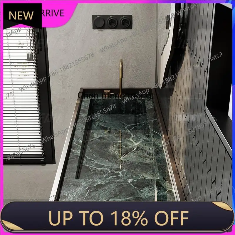 C88 Rock slab bathroom cabinet integrated seamless basin bathroom light luxury high-end washstand single and double basin