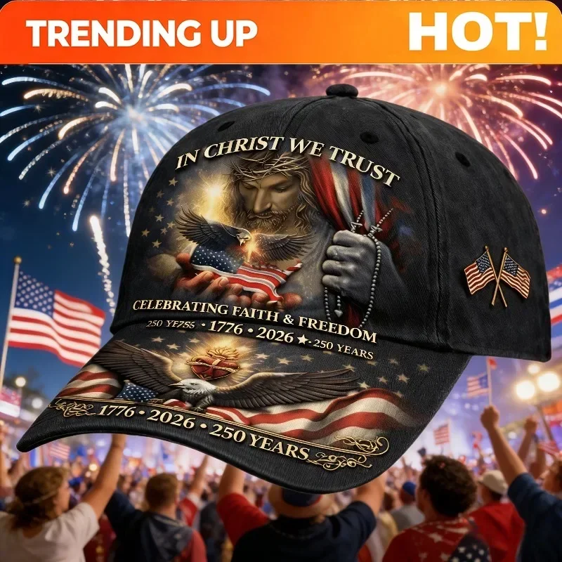 Customization 250th Anniversary Commemorative Hat Suitable For All Seasons - Eagle Prayer Bead Cross Print With Positioning Full