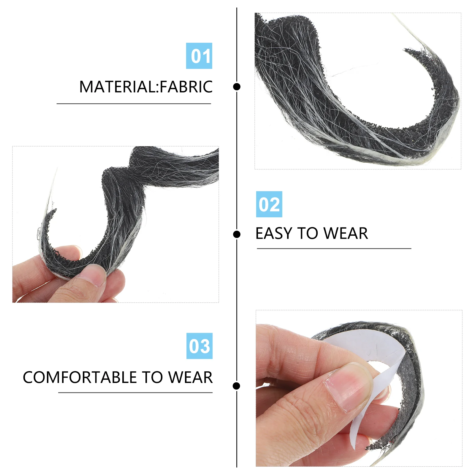 Peines de barba para hombres Disfraces de Halloween falsos Bigote realista Hombre artificial simulado para adultos