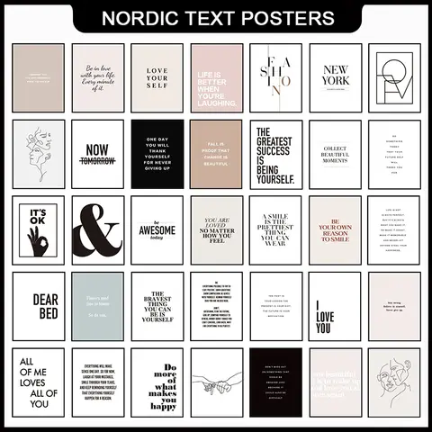 Nordic Wall Art Typography Letters Posters And Prints Canvas Painting  Wall Pictures For Living Room Decoration Home Decor
