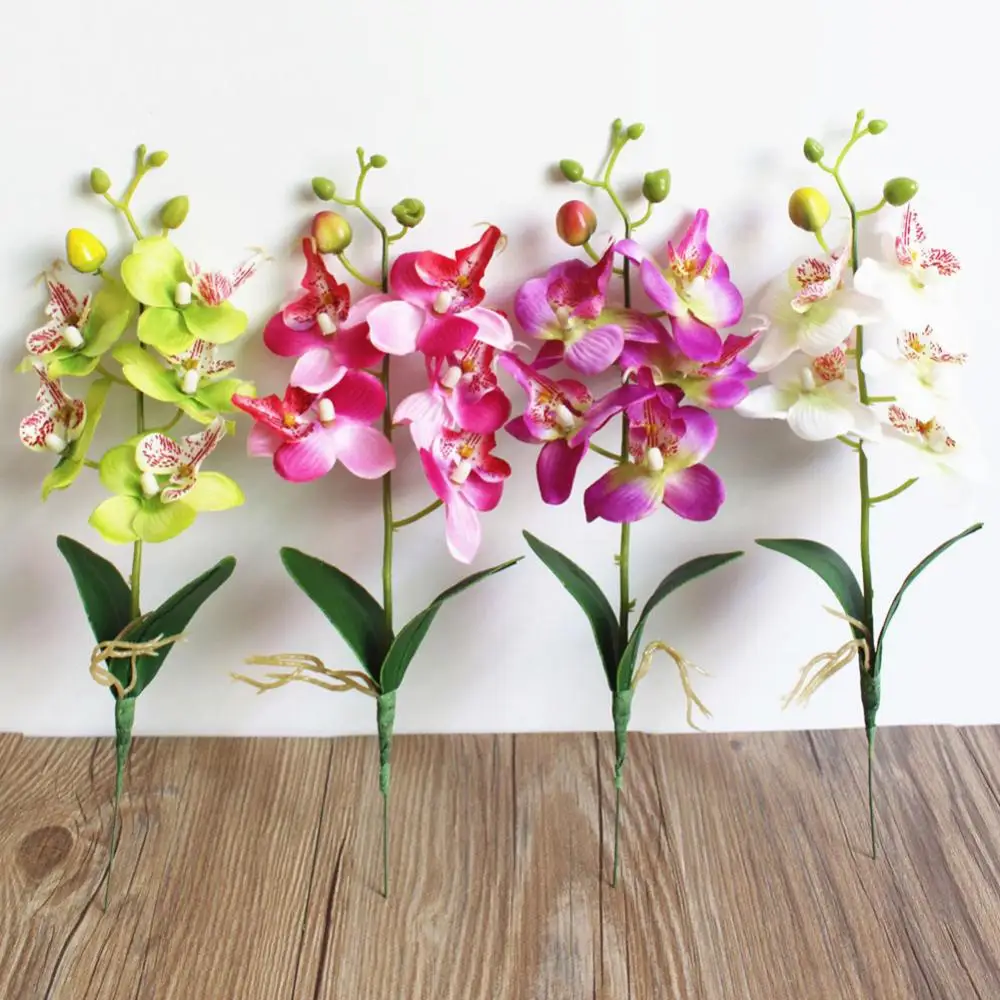 1 Pc Artificial Flower Butterfly Orchid Garden DIY Stage Simulation Realistic Mini Branch With Stem Leaves Party Wedding Decor