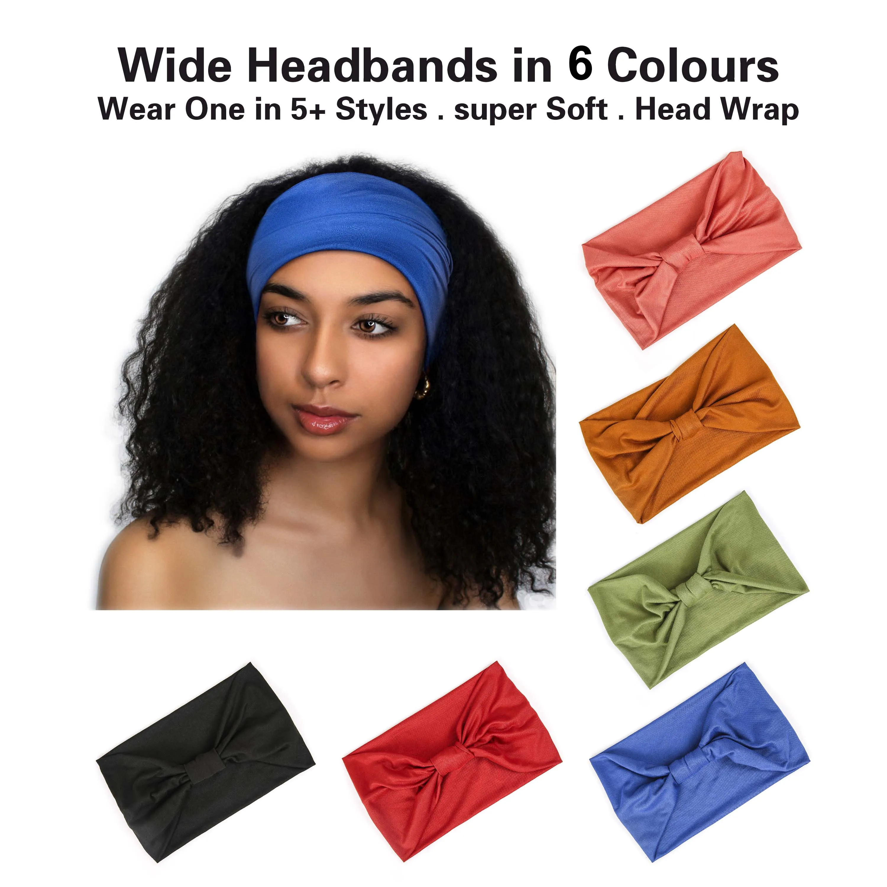 แถบคาดศีรษะกว้างสําหรับผู้หญิงไม่ลื่นนุ่มผมวงยืดหยุ่นโยคะ GYM HEAD Wraps,ผูกปมผ้าฝ้ายแอฟริกัน Turbans ผ้าพันคอ