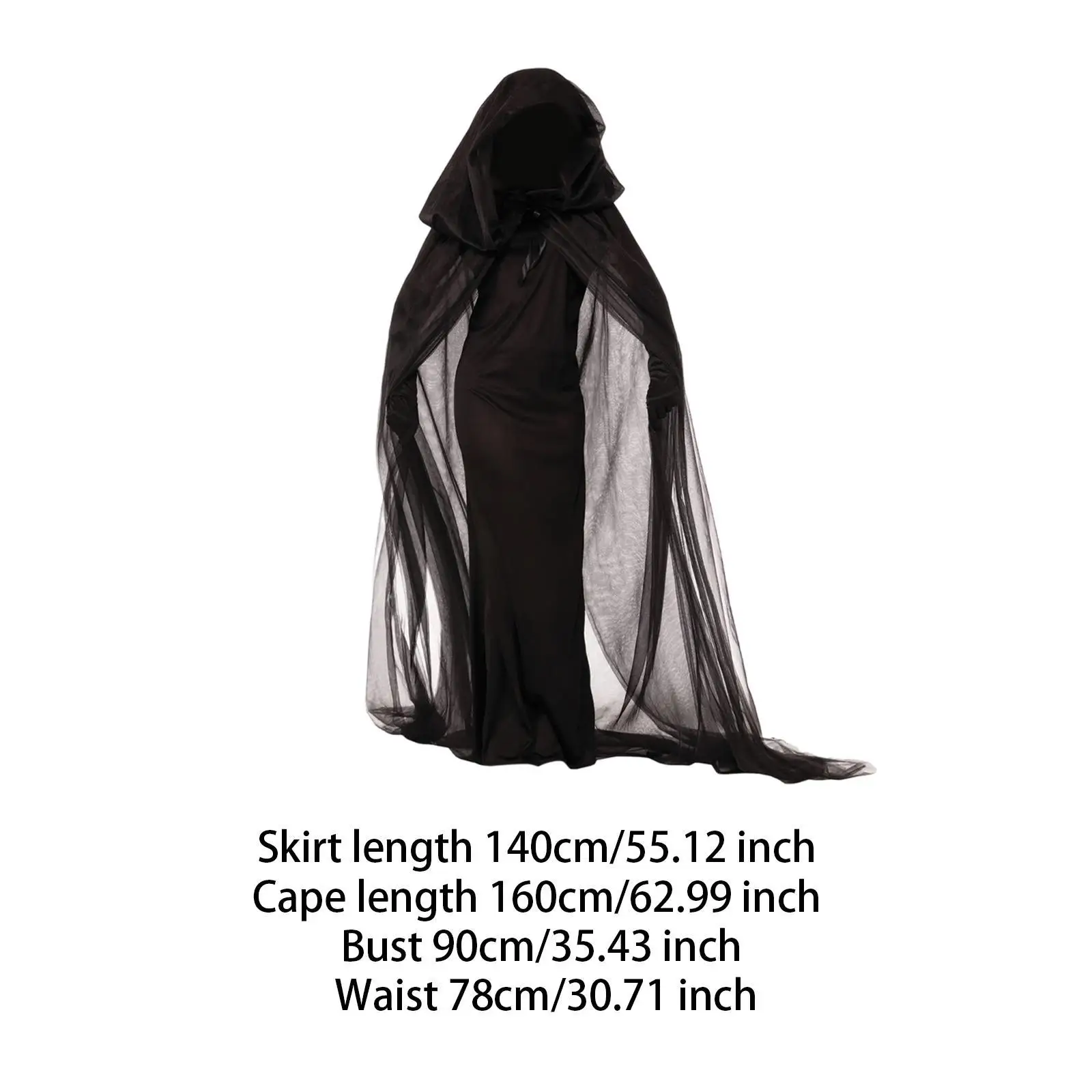 Tule Cape met capuchon Vampierbruid Lange netjas voor maskeradefeest Halloween