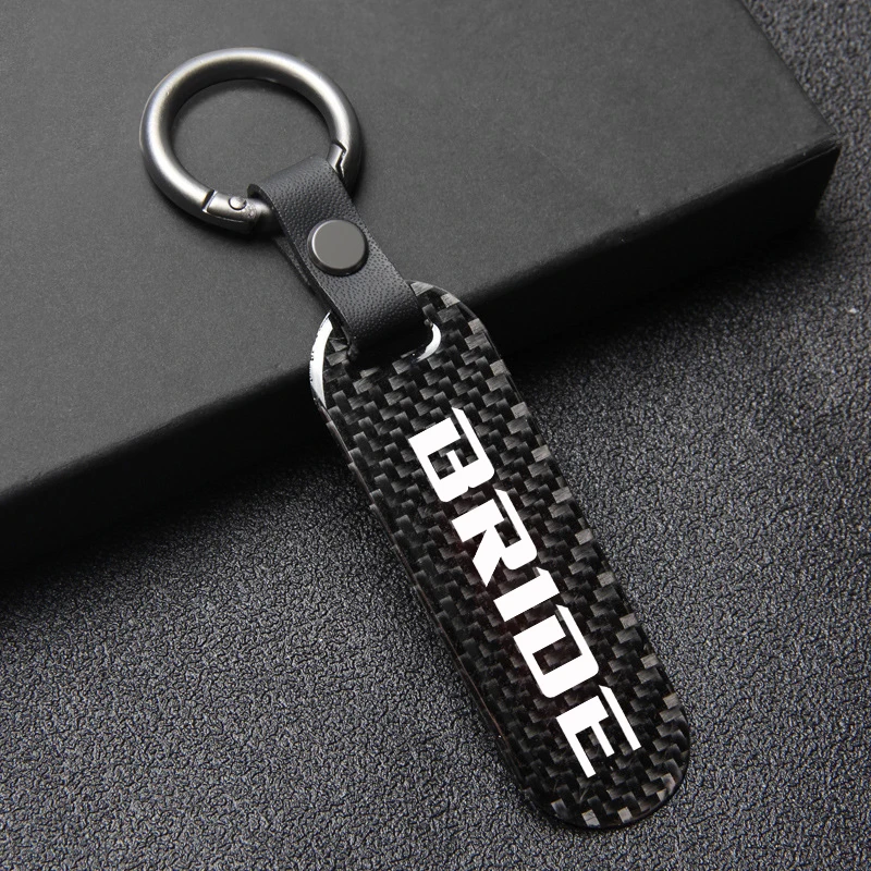 For JDM Style Bride/RECARO car Accessories Car Key Chain Key Ring Carbon Fiber Metal Keychain Keyrings