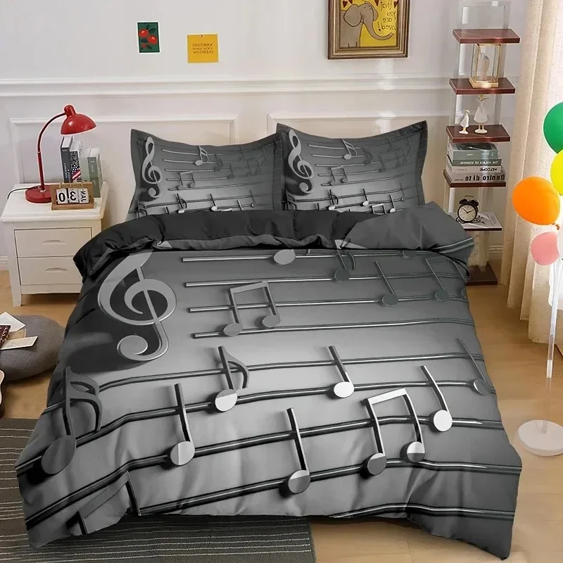 

Musical Note Bedding Set Music Theme Quilt Cover KingQueen Size With Pillowcase Fashionable Psychedelic Soft Duvet Cover