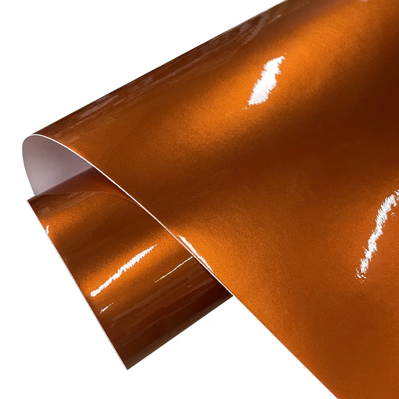 Premium Candy Gloss Metallic Orange Vinyl Wrap Film Roll Self Adhesive Decal Sticker Automotive Car Wrapping Foil  Air Release