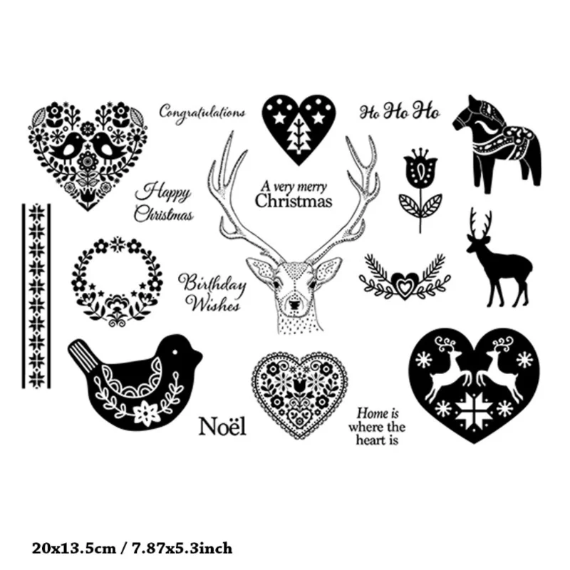 Christmas Deer Bird Stamps Rubber Transparent Silicone Seal DIY Hand Account Scrapbooking Journal Decor Crafts Stencils Reusable