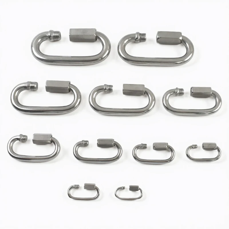 1/2Pcs Stainless Steel 304 Oval Locking Carabiner Clips Rope Quick Connector Buckle for Outdoor Camping Swing Clasp Accessories
