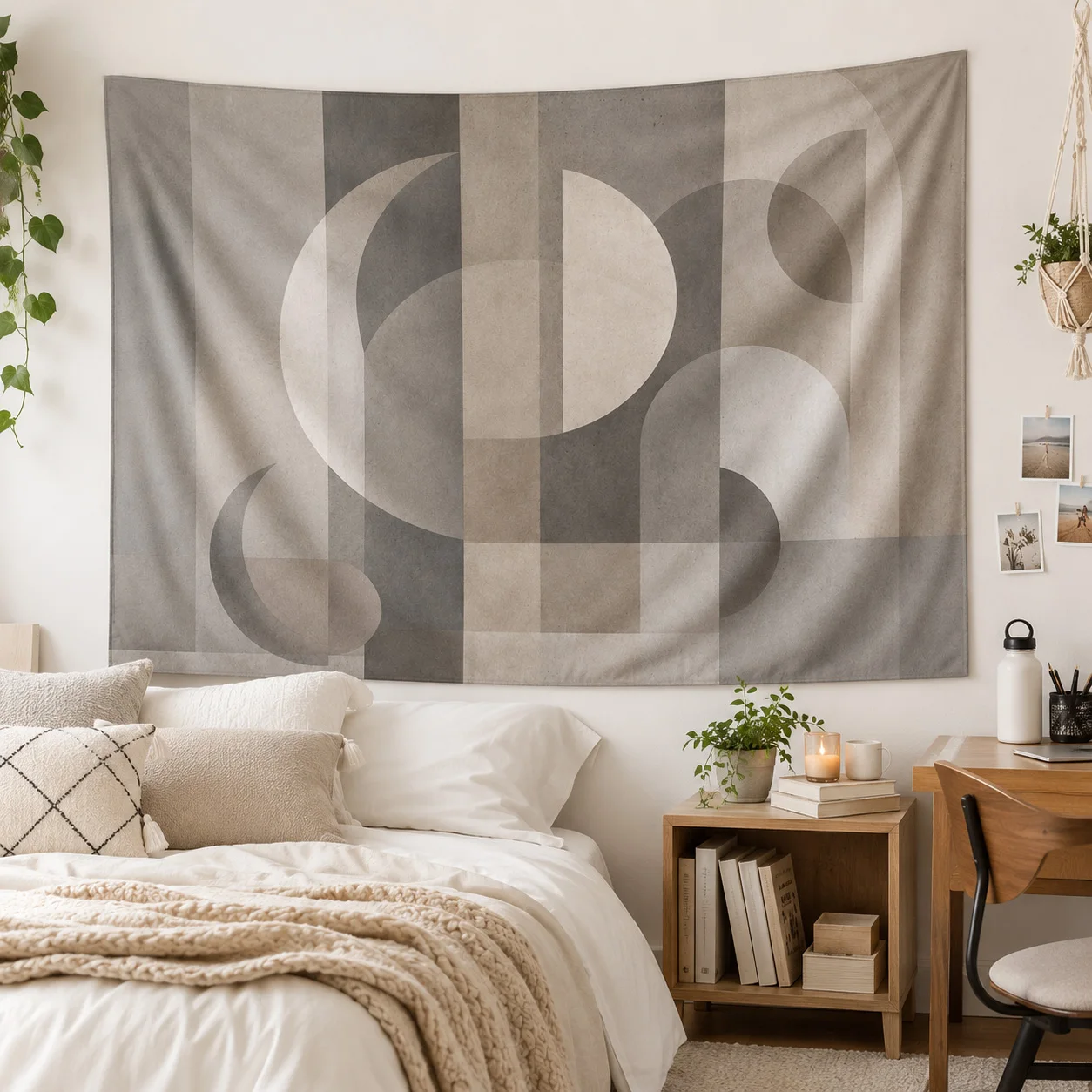 Modern Geometric Tapestry Wall Hanging Abstract Circles Aesthetic Room Decor Minimalist Living Room
