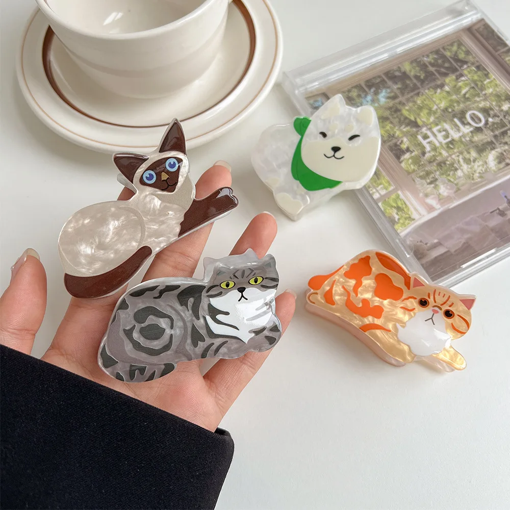 1Pcs  Fashion Cartoon Animal Dog Cat Acrylic Hairpin For Women Girls Cute Hair Accessories Gift