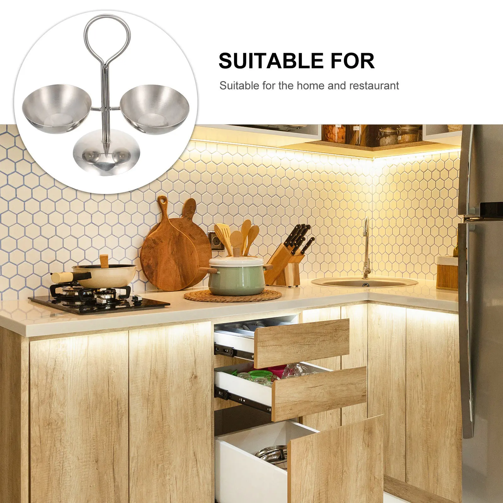 

1Pcs Fruit Plate Rack Dual-Dish Stainless Steel Desktop Fruit Service Rack Compact Size for Snacks Dried Fruits Desserts