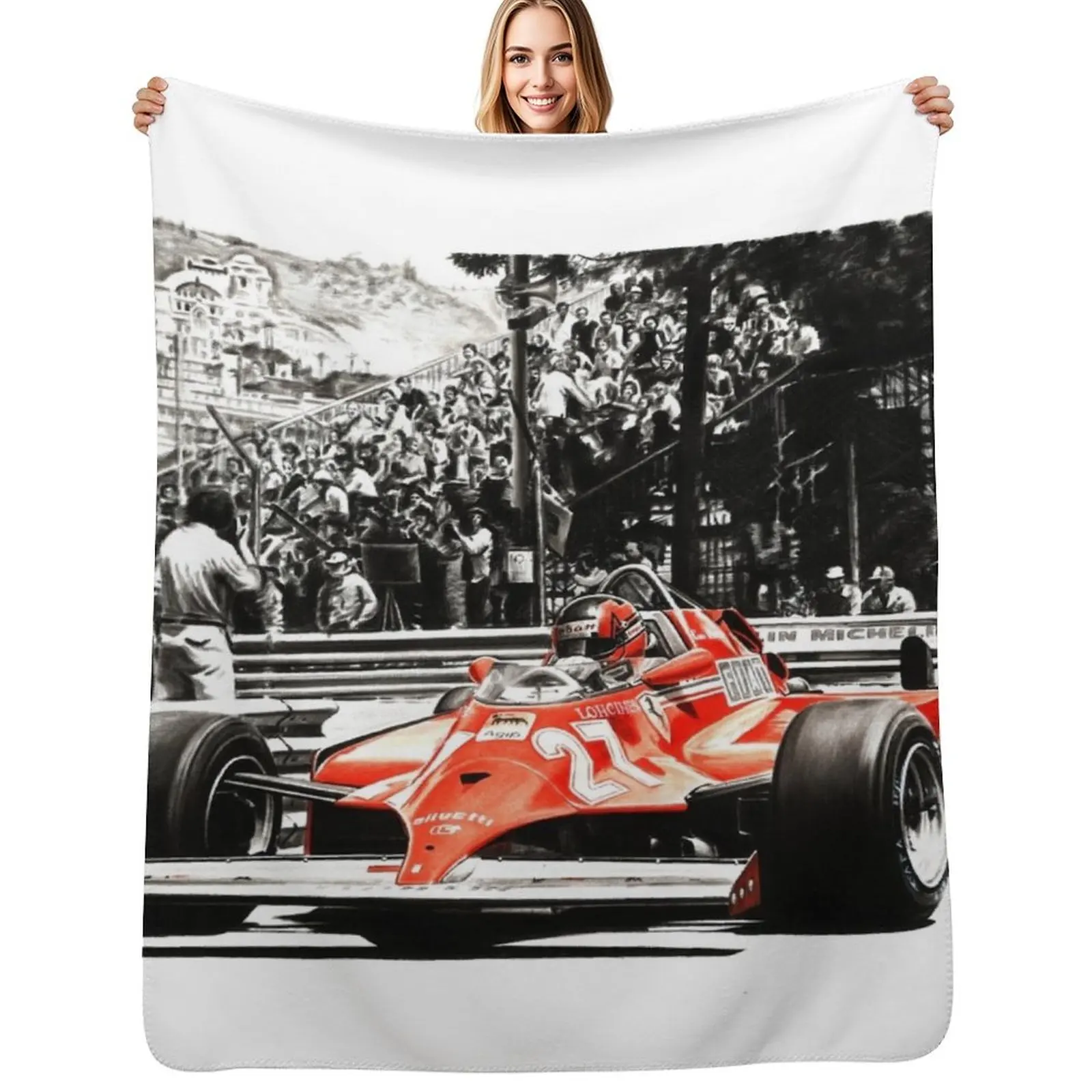 Villeneuve, Monaco GP, 1981. LF2 Throw Blanket Travel Size Cozy Blanket for Plane Train