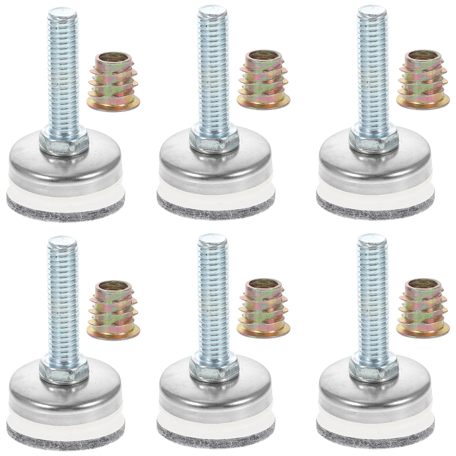 

8 set Adjustable Levelers Heavy Duty Legs 350lbs Steel Floor Protectors T-Nuts Threaded Inserts Sturdy Floor Feet for Tables