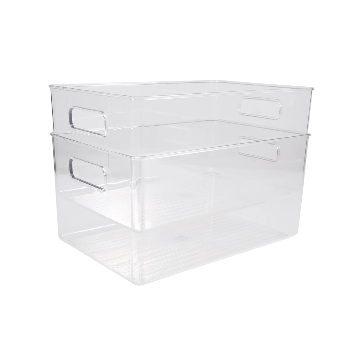 

2Pcs Plastic Kitchen Pantry Cabinet,Refrigerator or Freezer Food or Book Storage Bins with Handles-Organizer for Snacks