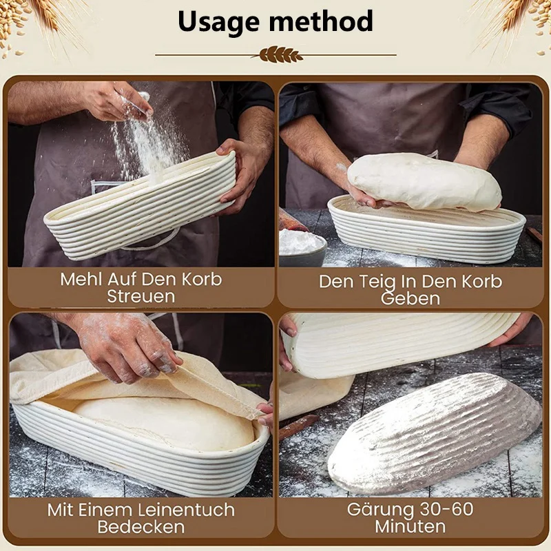1 مجموعة الروطان التخمير سلة مجموعة عديم الرائحة وسهلة التنظيف التخمير سلة 2 إدراج الكتان