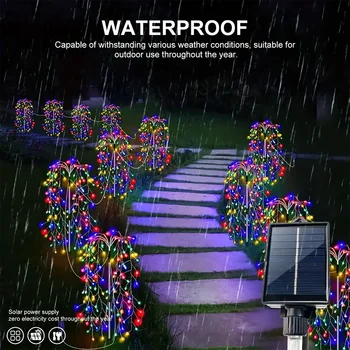 4Pack 680LED Christmas Solar Firecracker Fireworks Lights Outdoor Yard Lawn Garden Decorative Light Party Landscape Lighting 3