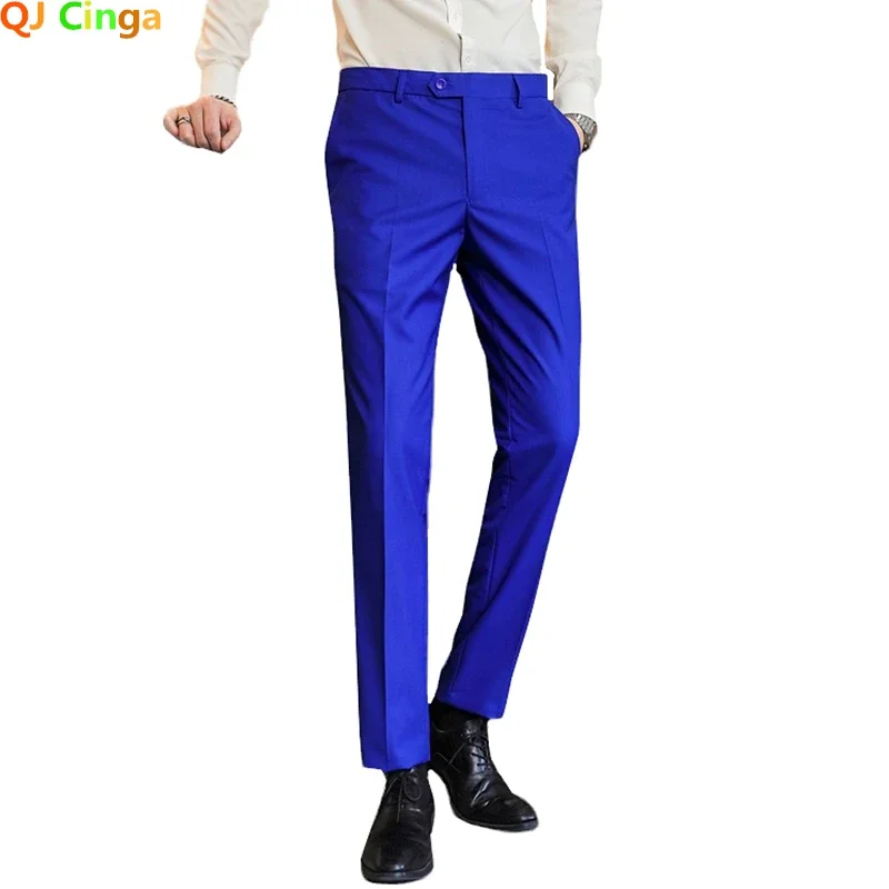 Royal Blue Men Suit Pants, Business Office Trousers, White Black Red Pantalones Hombre Wedding Party Dress Pant, Asian Size