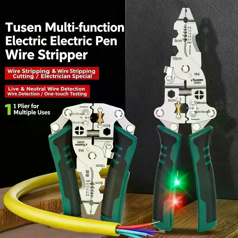 Foldable Wire Stripping Pliers Voltage Testing Cable Cutting Crimping Pliers Multifunctional Wire Stripper Electrician Pliers