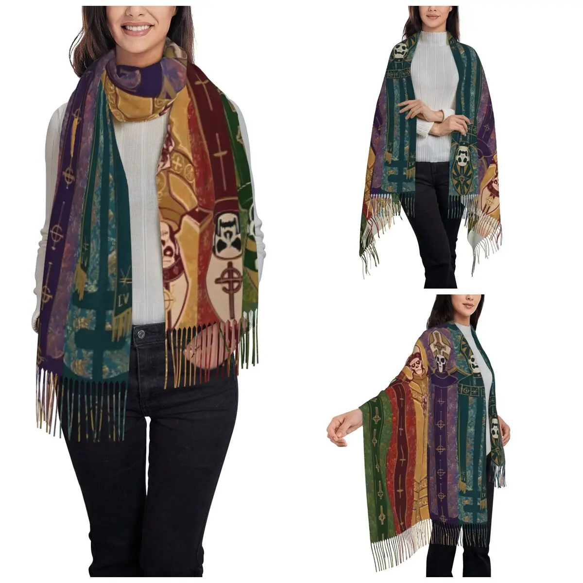 Ghost Band Heavy Metal Shawl Wraps for Ladies Winter Long Soft Scarf Rock Music Pashminas Shawl Scarves