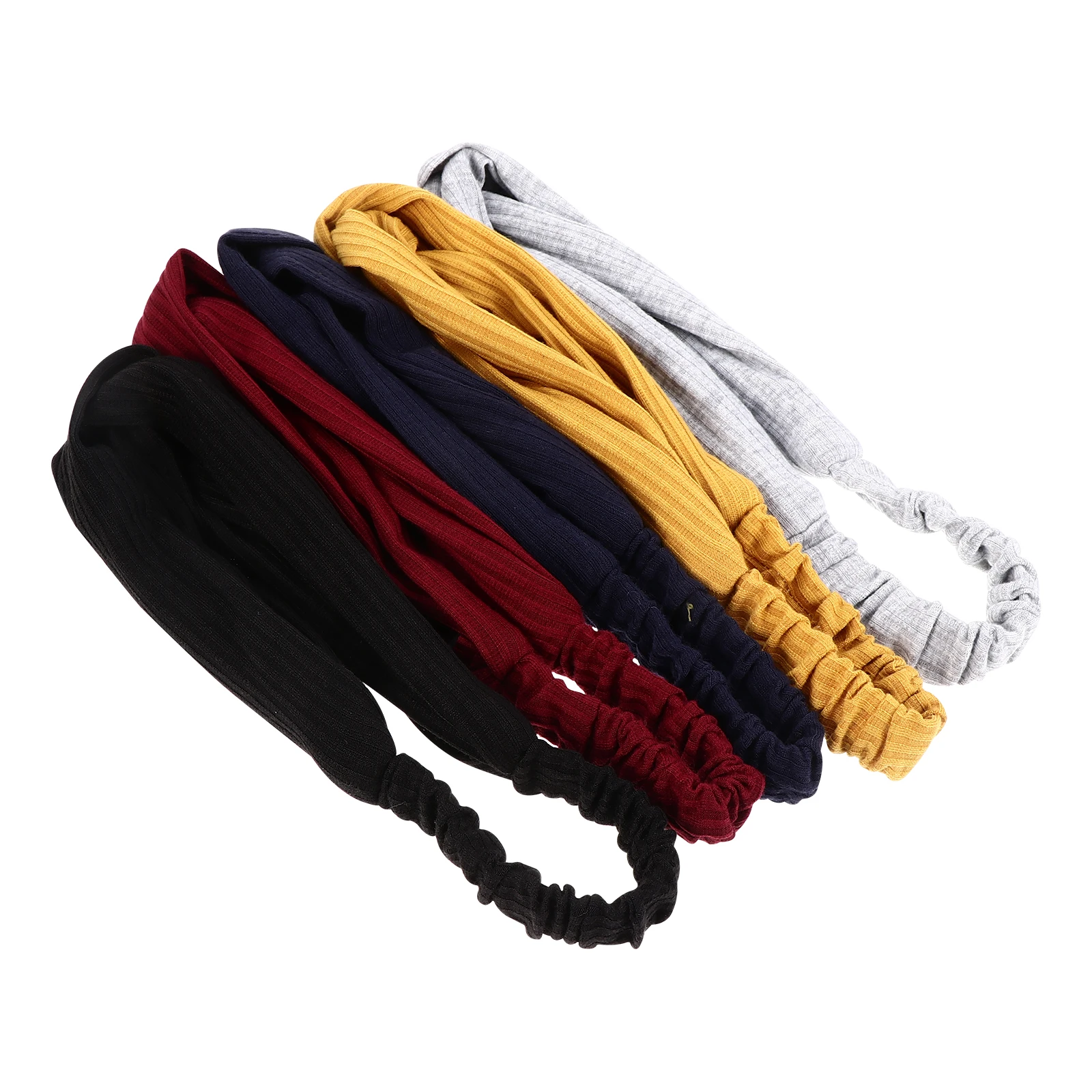 

5 pcs Plain Solid Color Stretchy Headbands For Women Girls Knotted Cross Hairband Knitted Elastic Wrap Durable Fashion Hair
