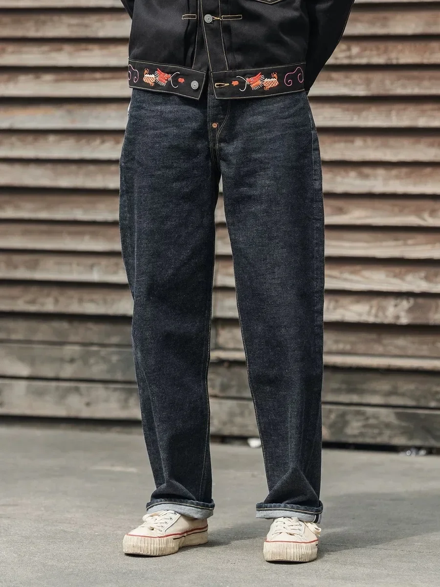 

Non Stock 1936 Model Cowboy Selvedge Denim Jeans 36101B Amekaji Cinch Back Men Pants