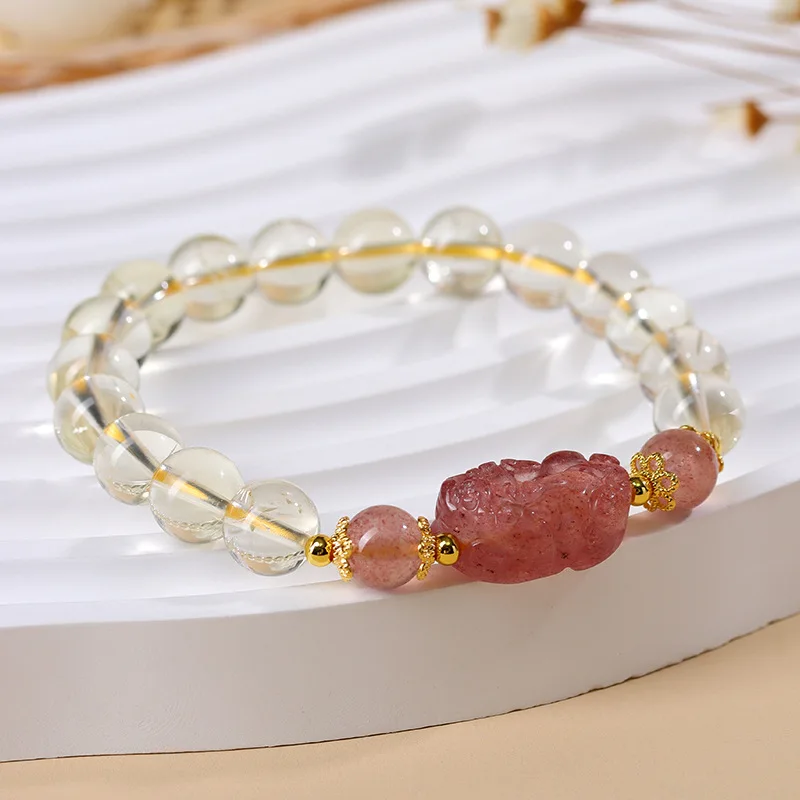

Natural Lemon Yellow Strawberry Pixiu Ethnic Style Women'S Bracelet Jewelry