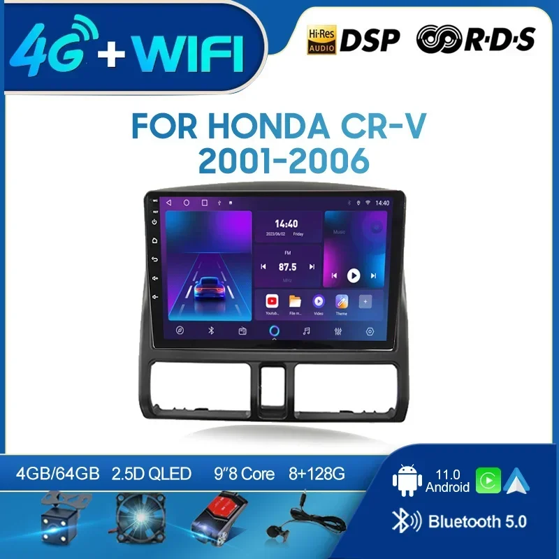 

QSZN FOR Honda CR-V 2001-2006 LHD 2 din Android 12.0 Car Radio Multimedia Video Player GPS Navigation 4G Carplay Head unit