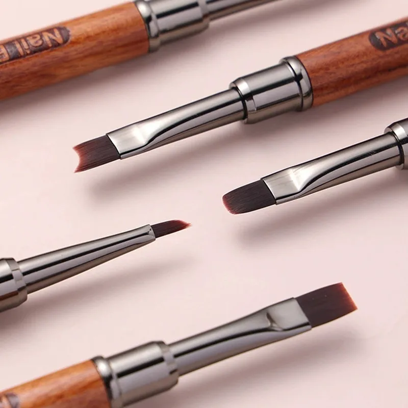 5 نمط خشب الصندل اليد مسمار فرشاة فنية الثلاثي رسم اللوحة خط القلم بطانة التدرج شقة مستديرة المعادن الفرنسية مانيكير أدوات #2