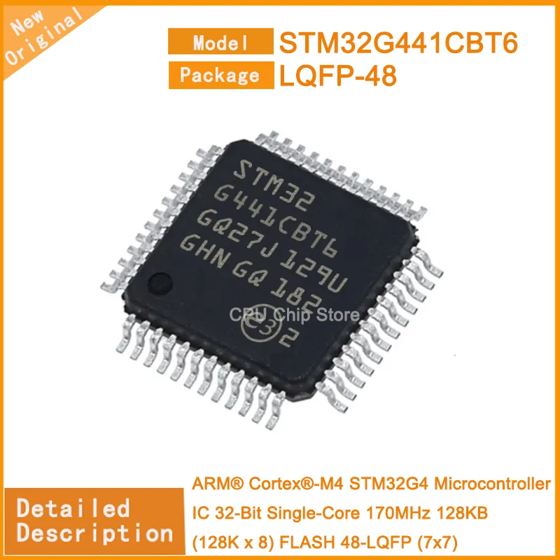 

5Pcs/Lot New Original STM32G441CBT6 STM32G441 Microcontroller IC 32-Bit Single-Core 170MHz 128KB (128K x 8) FLASH 48-LQFP (7x7)