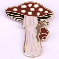 Mushroom Snail Hard Enamel Pin Cute Kawaii Autumn Woodland Badge Jewelry Gift