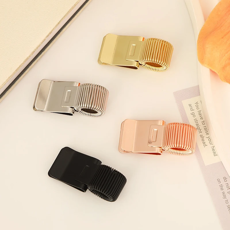 1pc Metal Pen Clip With Spring Creative Gold Retro Spring Clip Student Pen Clip For Notebooks School