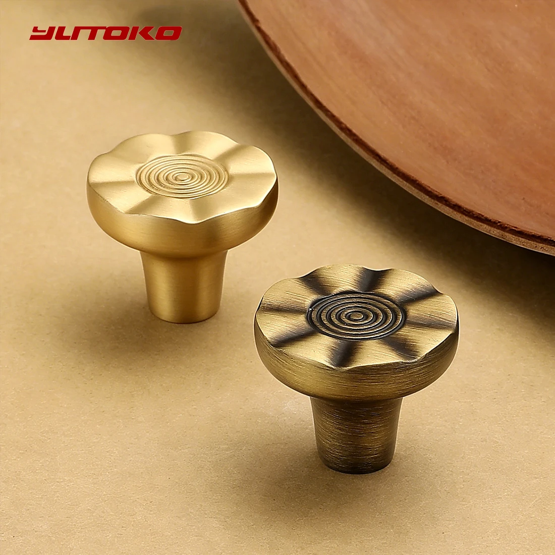 YUTOKO Simple Cabinet Door Brass Light Luxury Coffee Table Wardrobe Cabinet Dressing Table Drawer Single Hole Copper Handle