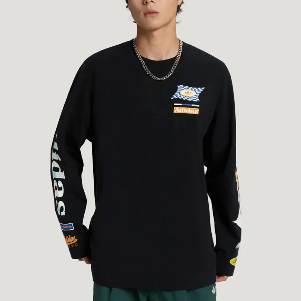 ADIDAS originals Unisex Crew Neck Long Sleeve T-shirt, Fashion Racing Style, Versatile Comfort Casual Sports Pullover LD6507