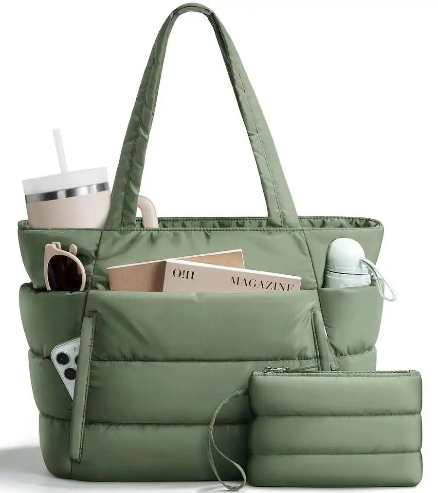 

Набор: Сумка-тоут цвета оливы с стеганой сумкой на молнии, легкая стеганая сумка через плечо для повседневного использования